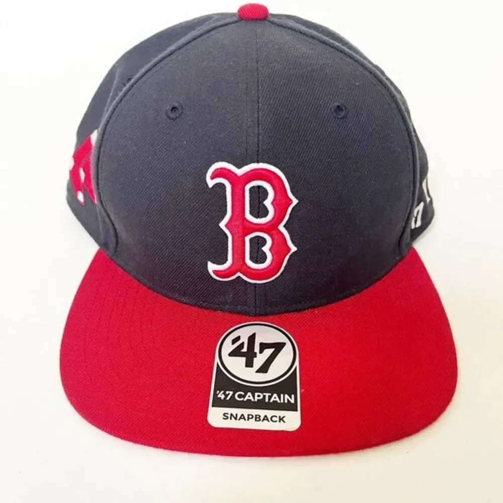 Boston Red‎ Sox '47 Brand Navy Blue Captain MLB Sure Shot Patch Snapback Hat Cap